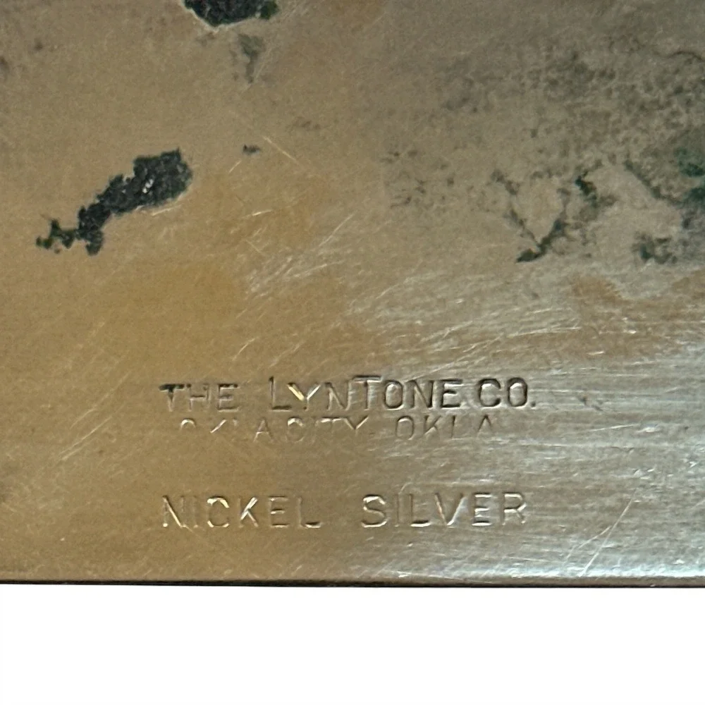 Vintage Lyntone Co Oklahoma City Nickel Silver Engraved Buckle